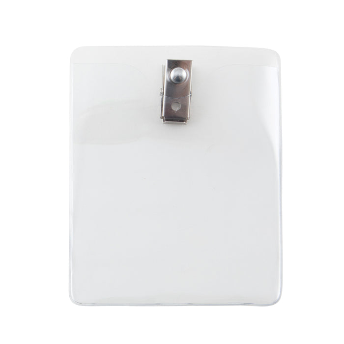 Advantus ID Badge Holder with Clip, Vertical, 3.125 in. W x 3.75 in., 50/PK