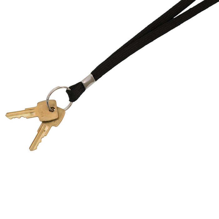 Advantus Deluxe Lanyard with Split Key Ring, Black, 24/BX