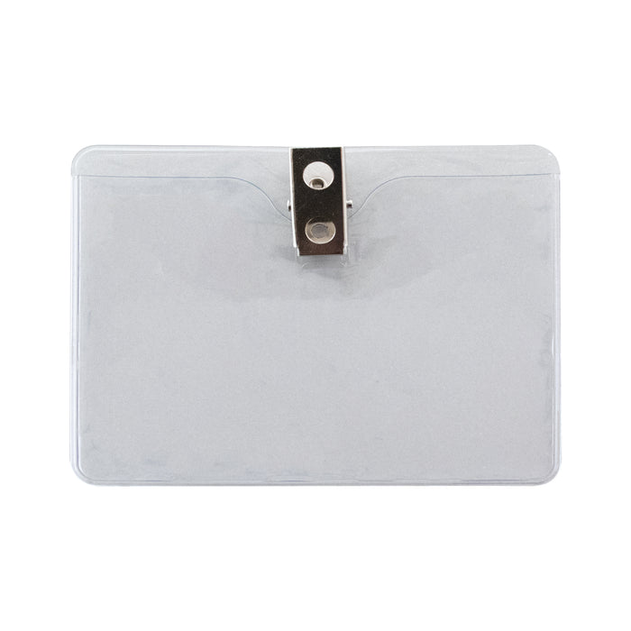 Advantus ID Badge Holder with Clip, Horizontal, 3.875 in. x 3 in., 50/PK