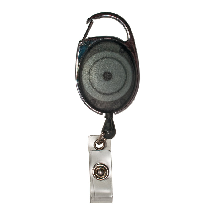 Advantus Retractable Carabiner Style Badge Reel with Badge Strap, Smoke, 12/PK