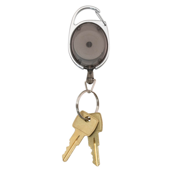 Advantus Retractable Carabiner Reel with Split Key Ring, Smoke, 6/PK