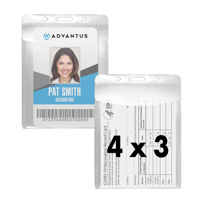 Advantus PVC Free Badge Holder, Vertical, 3 in. x 4 in., 50/PK