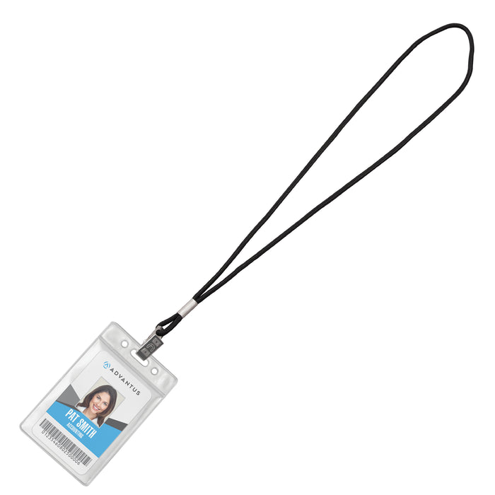 Advantus Deluxe Lanyard with Clip, Black, 24/BX