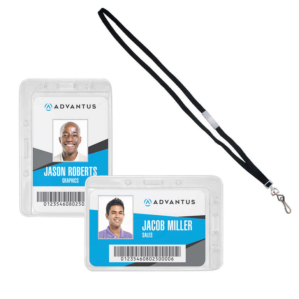 Advantus Antimicrobial Badge Holder and Lanyard Combo, 20/PK