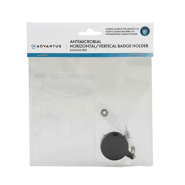 Advantus Antimicrobial ID & Security Badge and Reel Combo Pack, 20/PK