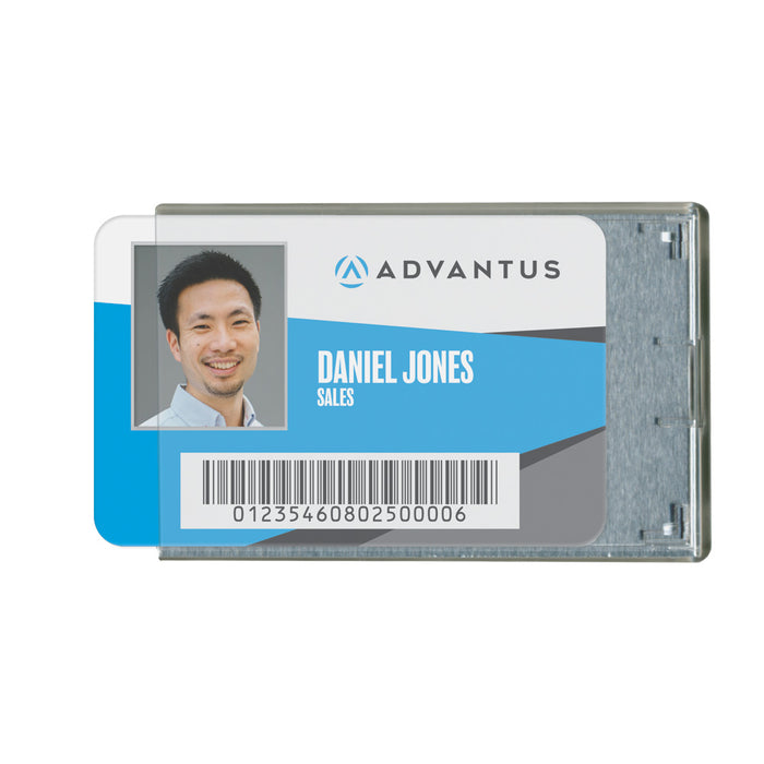 Advantus Rigid Two Badge RFID Blocking Smart Card Holder, Clear, 20/PK