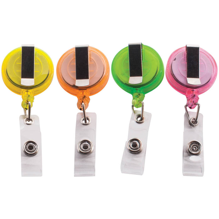 Advantus ID Badge Reels, Assorted Neon Colors, 20/PK