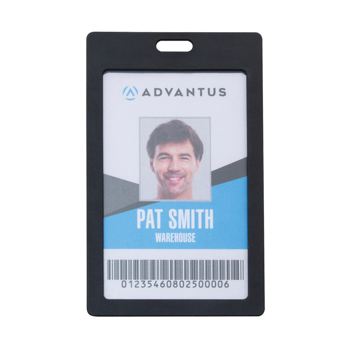 Advantus Rigid ID Badge Holder, Vertical, Black, 2in. x 3¼in, 6/PK