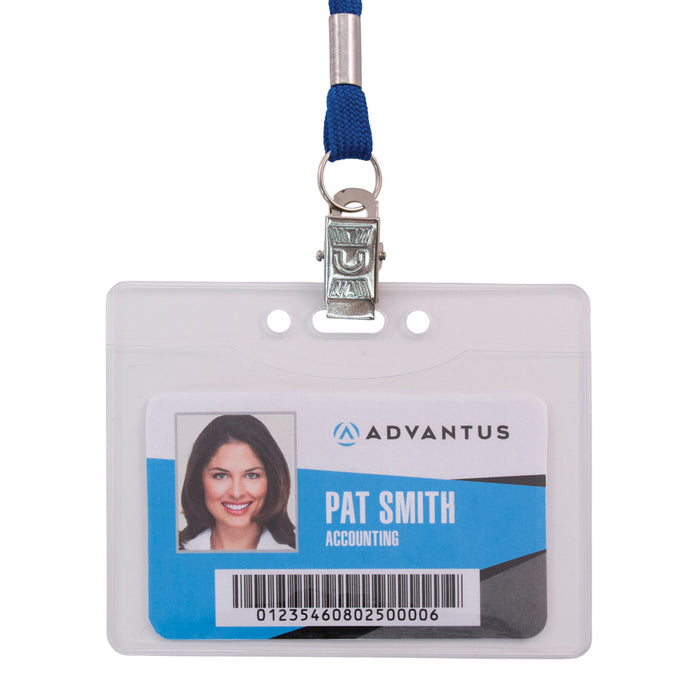 Advantus Oversized Vinyl Badge Holder, Horizontal, 4in. x 2¾in, 50/PK