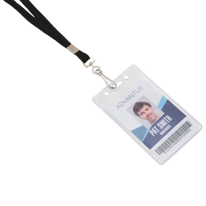 Advantus Deluxe Lanyard with J Hook, Black, 100/BX