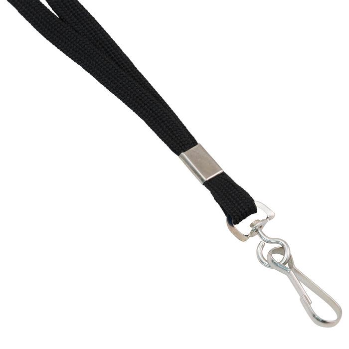 Advantus Deluxe Lanyard with J Hook, Black, 100/BX