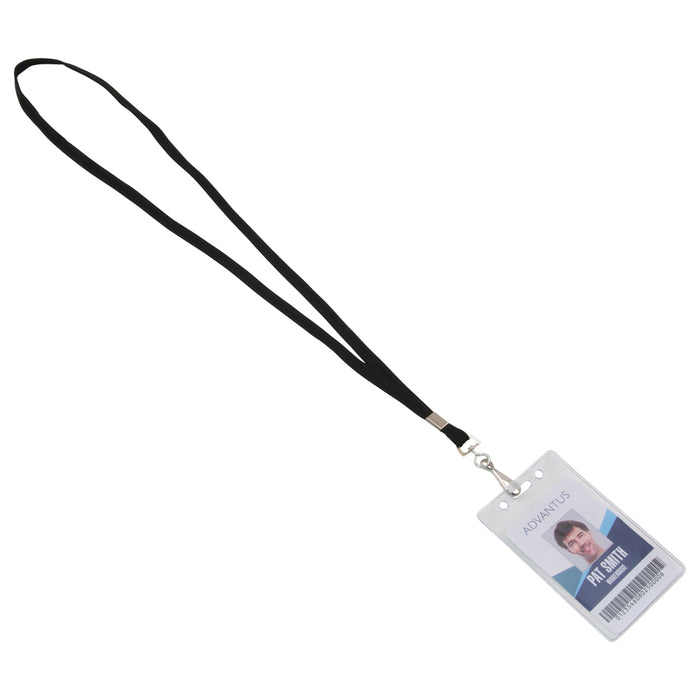 Advantus Deluxe Lanyard with J Hook, Black, 100/BX