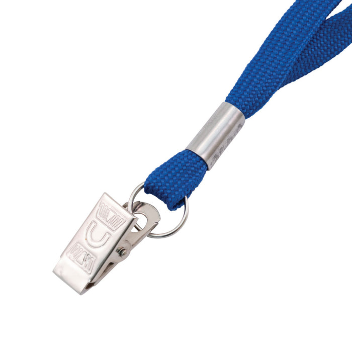 Advantus Metal Flat Clip Lanyard, Blue, 100/BX