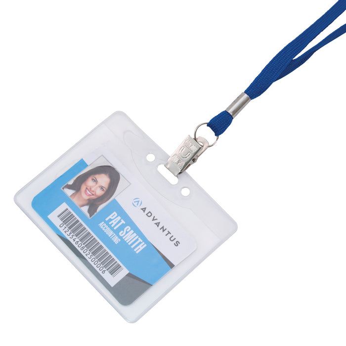 Advantus Metal Flat Clip Lanyard, Blue, 100/BX
