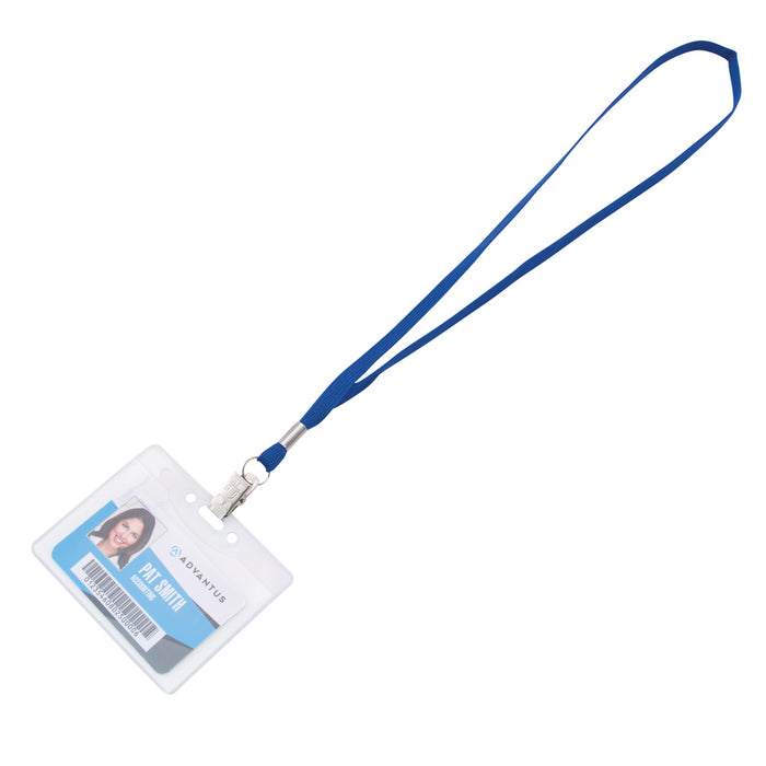 Advantus Metal Flat Clip Lanyard, Blue, 100/BX