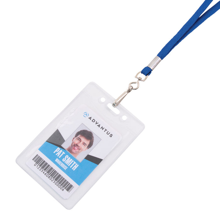 Advantus Deluxe Lanyard with J Hook, Blue, 100/BX