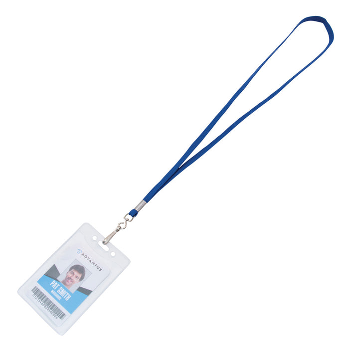 Advantus Deluxe Lanyard with J Hook, Blue, 100/BX