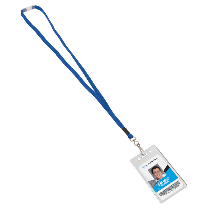 Advantus Breakaway Lanyard with J Hook, Blue, 24/BX