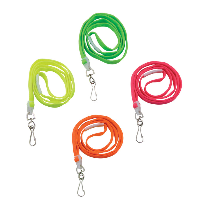 Advantus Neon Lanyards with Safety Quick Release and Swivel J Hook, 12 PK