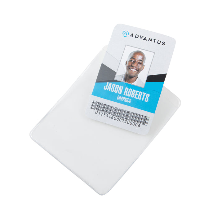 Advantus ID Badge Holder with Clip, Vertical, 3.125 in. W x 3.75 in., 50/PK