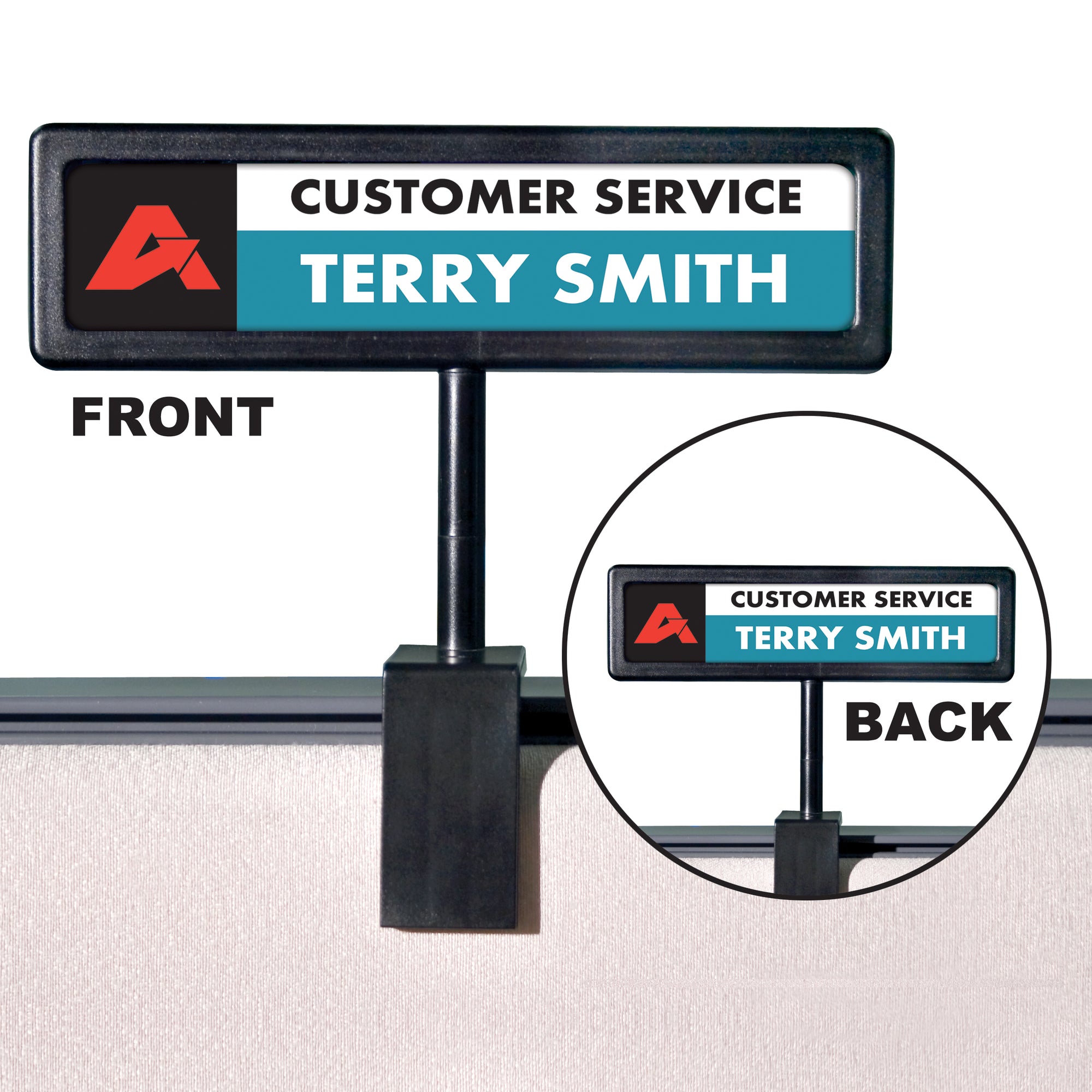 People Pointer Cubicle Sign, Black Frame — Shop Advantus