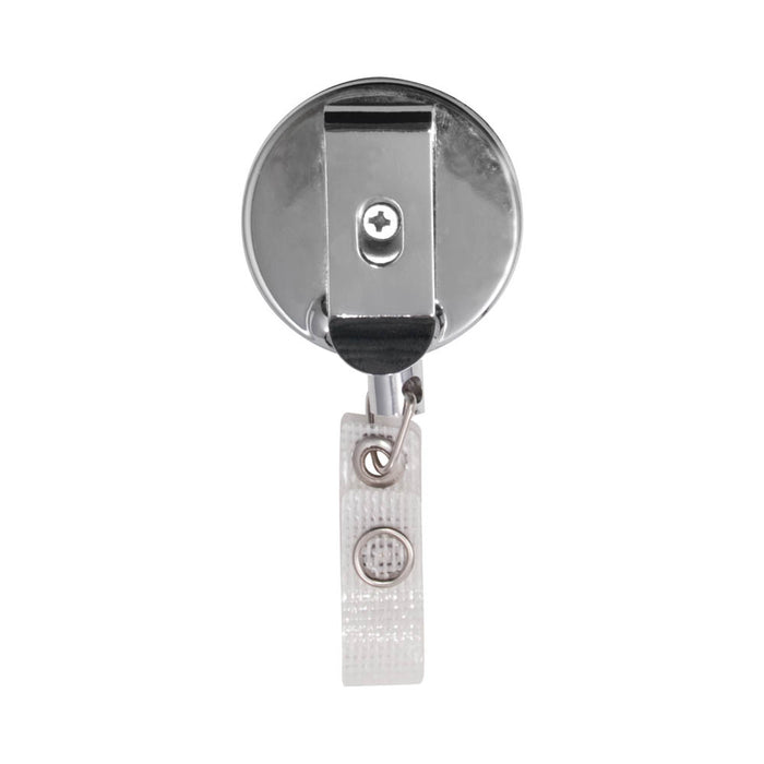Advantus Premier ID Reel with Badge Strap, Silver/Black, 12/BX