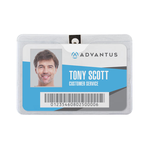 Advantus ID Badge Holder with Clip, Horizontal, 3.875 in. x 3 in., 50/PK