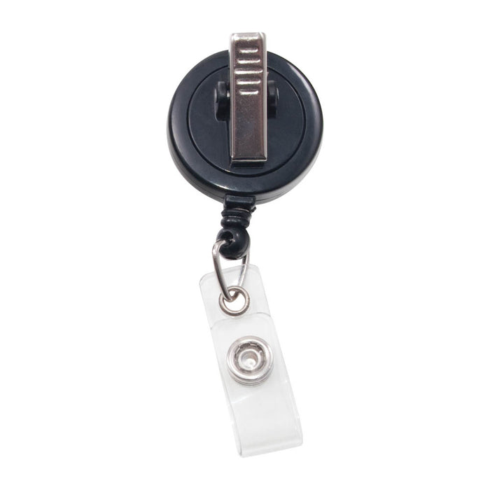 Advantus Swivel Back Clip On Retractable ID Reel with Badge Strap, Black, 12/PK