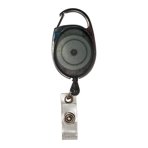 Advantus Retractable Carabiner Style Badge Reel with Badge Strap, Smoke, 12/PK