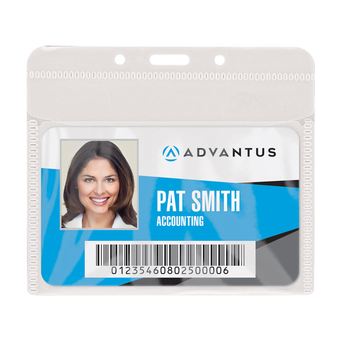 Advantus PVC Free Badge Holder, Horizontal, 4in. x 3in, 50/PK