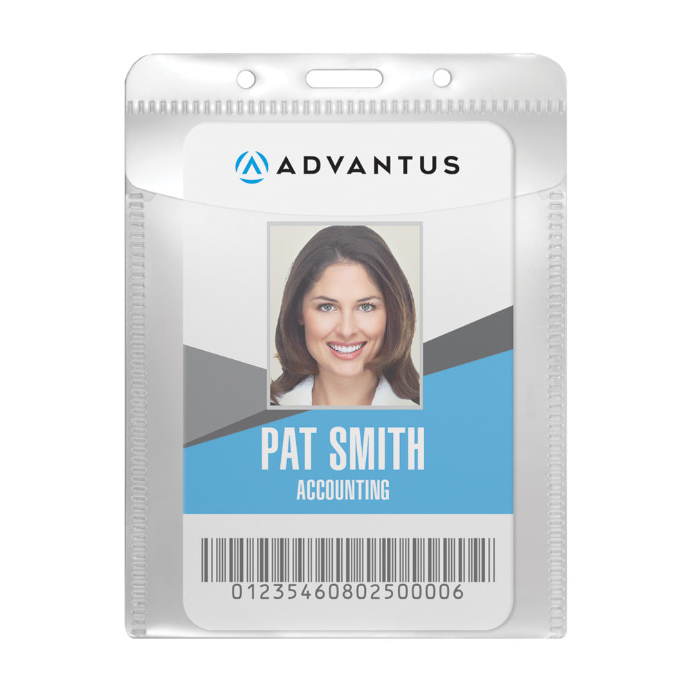 Advantus PVC Free Badge Holder, Vertical, 3in. x 4in, 50/PK