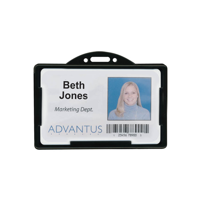 Advantus ID Card Holder, Horizontal, Black, 3⅜in. x 2⅛in, 25/PK