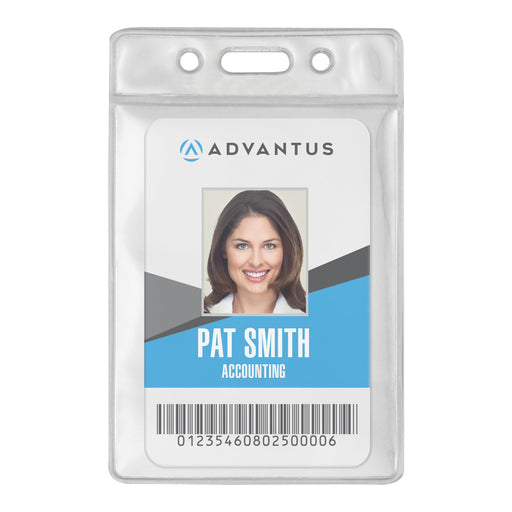 Advantus Vertical Vinyl Badge Holder, 2½in. x 3½in, 50/PK