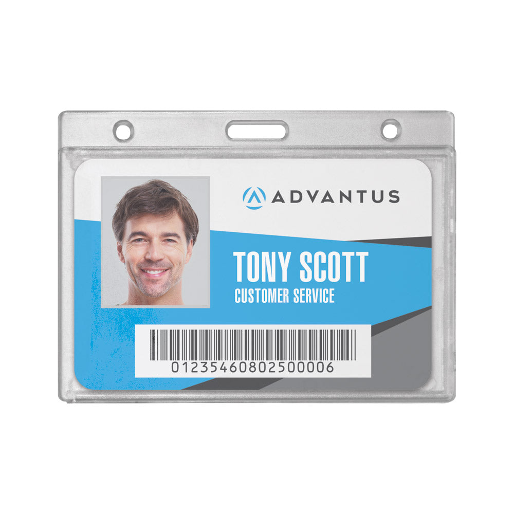 Advantus Proximity ID Badge Holder, Horizontal, 3 3/8w x 2 3/8h, Clear,  50/Pack 