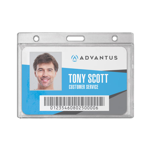 Advantus Frosted Rigid Badge Holder, Horizontal, 3⅜in. x 2⅛in, 25/BX