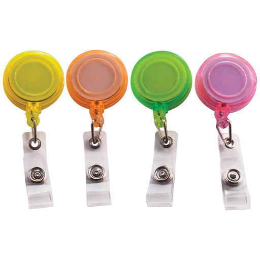 Advantus ID Badge Reels, Assorted Neon Colors, 20/PK