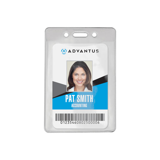 Advantus Oversized Vinyl Badge Holder, Vertical, 2⅞in. x 3⅞in, 50/PK