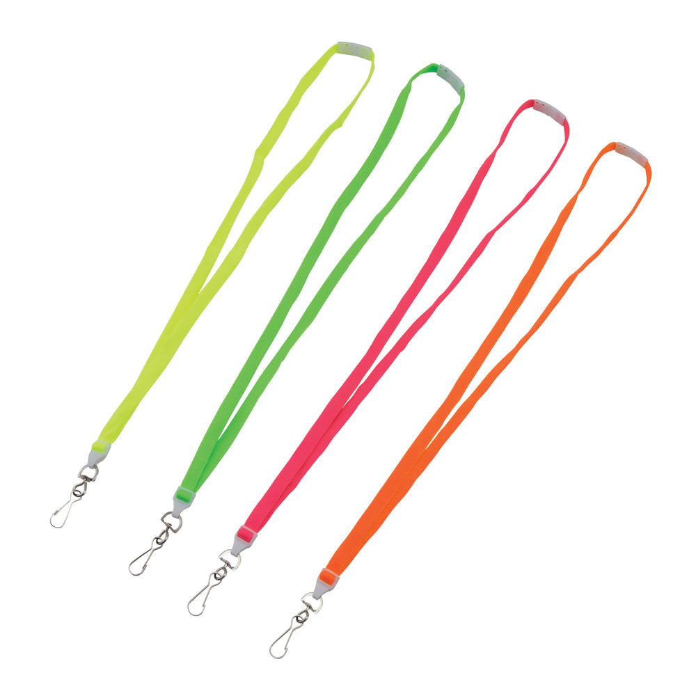 Advantus Neon Lanyards with Safety Quick Release and Swivel J Hook, 12 PK